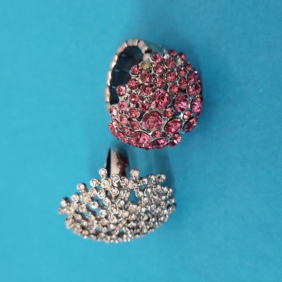 Ring bundle, 2 Embellished Rhinestone Cocktail Statement Rings - Picture 2 of 8